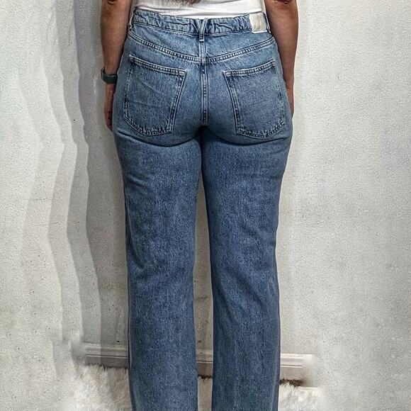 Zara Blue Wide Leg Jeans Sz 8 - Picture 10 of 12